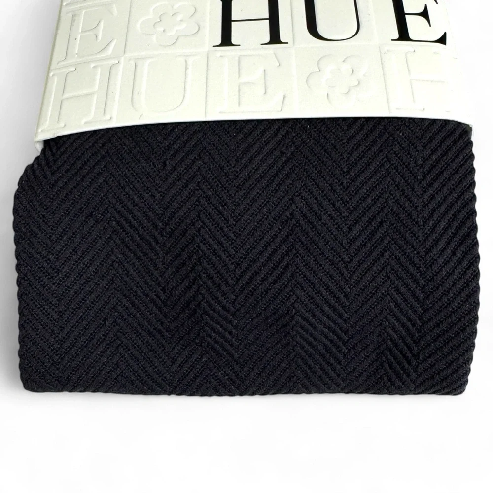 HUE Herringbone Textured Tights with Control Top Womens Size 2 Black‎